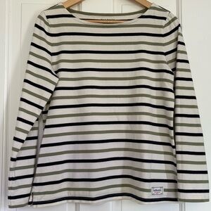Talbots Black and White Striped Crew Neck Sweater